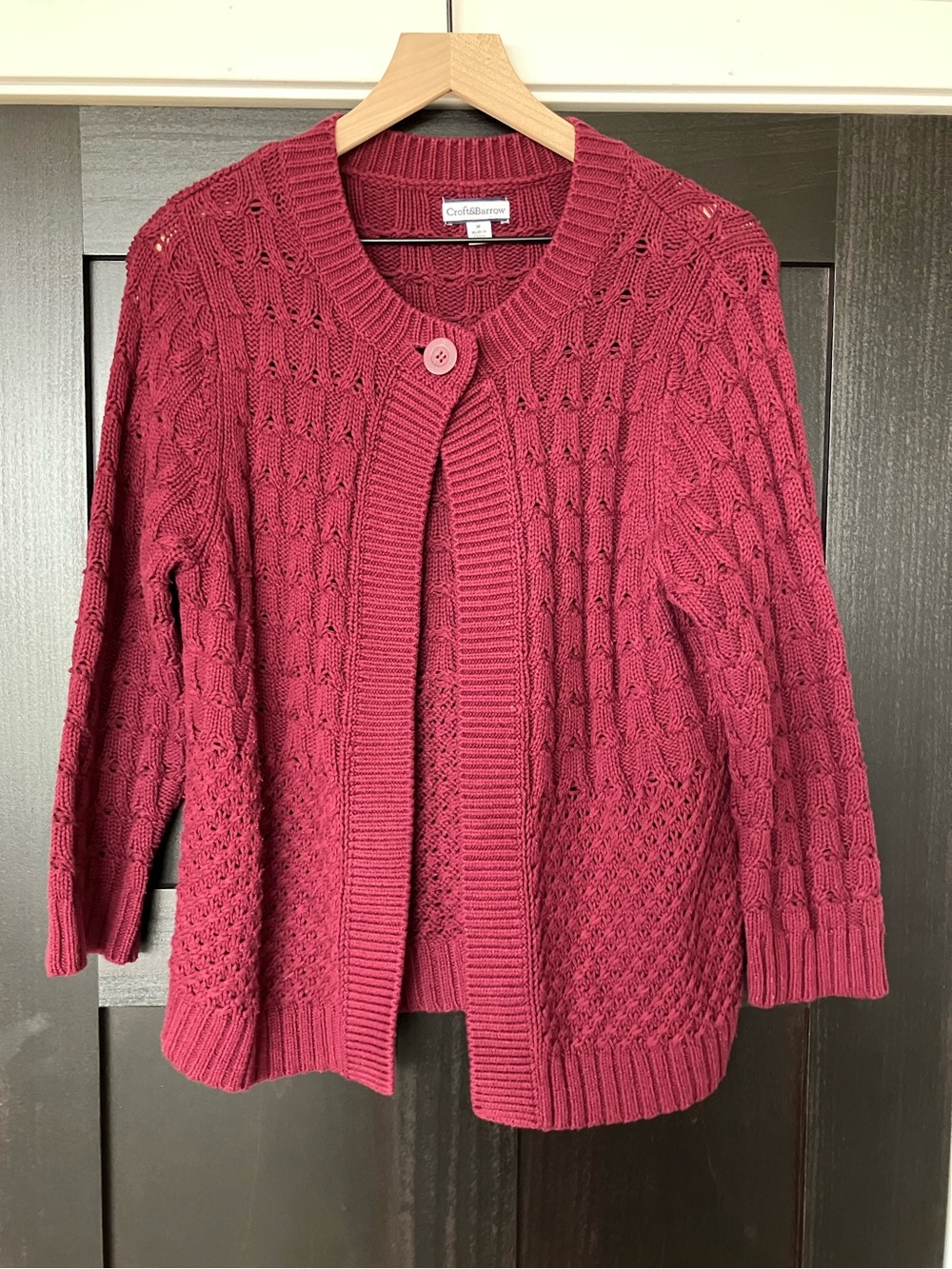 Croft & Barrow Women's Raspberry Knit Cardigan Sweater